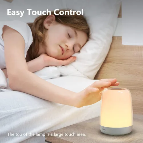 Vista 4 de Luz de guardería para niños, luz nocturna de bebé con luz cálida regulable y 5 luces que cambian de color, lámpara recargable USB para lactancia