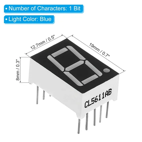 Vista 2 de PATIKIL Tubo digital con pantalla LED, paquete de 4 módulos de pantalla LED de cátodo común de 10 pines, 1 bit, 7 segmentos, 0.7 x 0.5 x 0.3