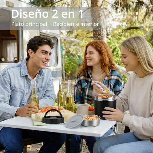 Vista 7 de HOMEKOL Termo para sopa de comida caliente: contenedor de almuerzo aislado de 40.5 oz para adultos, tarro térmico de acero inoxidable con tarro
