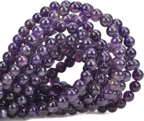 Vista 2 de 100 piezas de cuentas de cristal natural con piedras preciosas redondas sueltas de curación de energía con cordón elástico de cristal para hacer