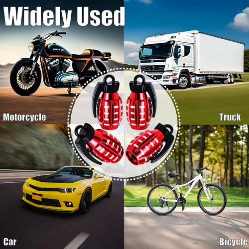 Vista 120 de 4 tapas de válvula de neumático, cubiertas universales de válvula de neumático de aleación de aluminio para automóviles, camiones, SUV, Negro