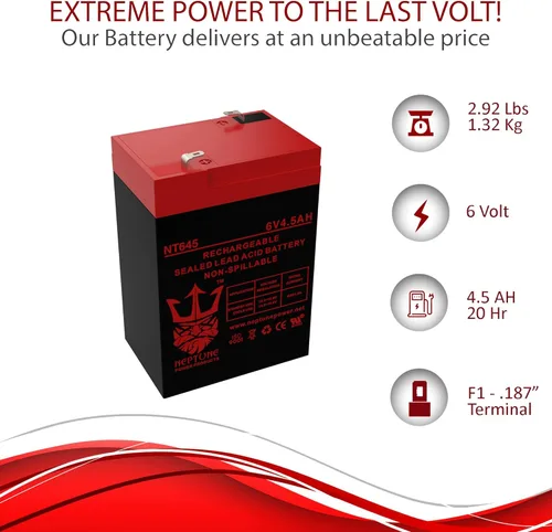 Vista 7 de Neptune 6V 4.5Ah NT-645 Batería recargable de plomo ácido sellada SLA – 2