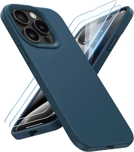 Vista 12 de Funda de silicona líquida delgada para iPhone 15 Pro, funda protectora a prueba de golpes de 6.1 pulgadas, protección antiarañazos contra caídas