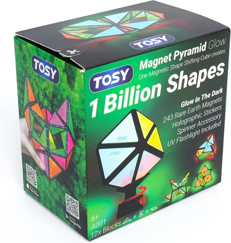 Vista 12 de TOSY Piedra Piramidal Magnética: 1 Cubo se Transforma en 1 Billón de Formas, 14 Piezas (12 Piezas de Rompecabezas y 2 Giradores), 243 Imanes, Regalo
