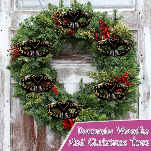 Vista 7 de Vinsot Mini máscaras para mascarada, máscara de Mardi Gras, decoración veneciana decorativa para cupcakes, decoración de carnaval