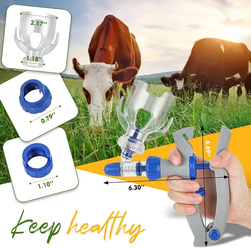Vista 2 de NEWTRY Pistola de jeringa de ganado de 0.2 fl oz, jeringa continua ajustable para ganado, cabra, cerdo, vaca
