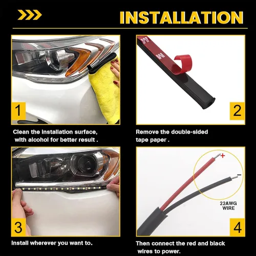 Vista 4 de YM E-Bright Tiras de luz LED para coche para iluminación inferior de carritos de golf, motocicletas, botes marinos, kayaks, interior y exterior, Rojo