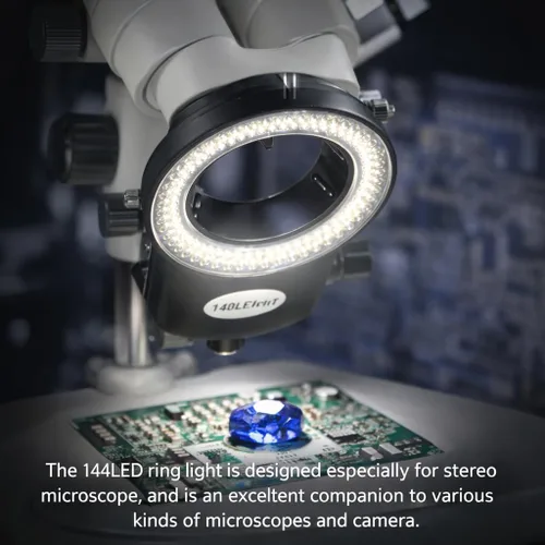 Vista 5 de Lámpara de anillo de cámara de microscopio 144 cuentas LED Fuente de luz Brillo Control variable ajustable Iluminación sin sombras