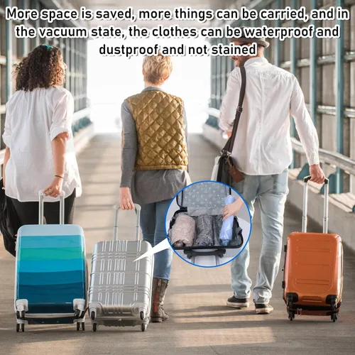 Vista 7 de 3 bolsas de almacenamiento al vacío ahorradoras de espacio, bolsas de compresión de tamaño pequeño para viajes, bolsas de sellado al vacío