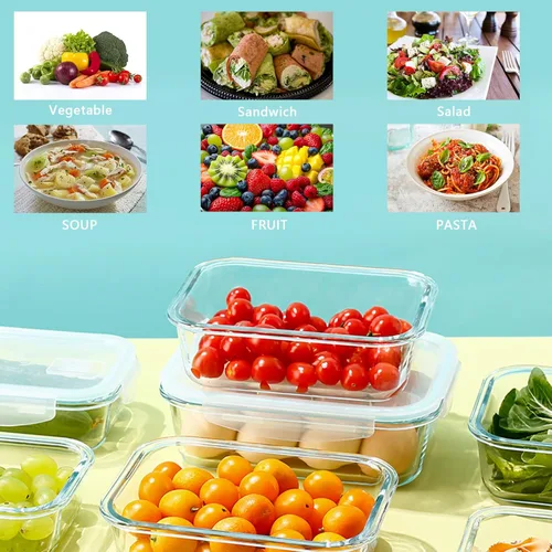 Vista 8 de 2Pack 2600ml/88oz Large Glass Storage Containers with Lids, Meal Prep Food Container Set for Storing food, vegetables or fruits - Microwave, Oven
