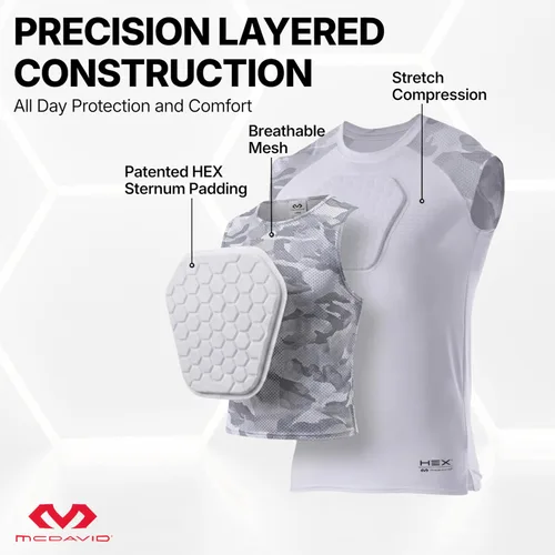 Vista 13 de McDavid HEX Chest Protector Shirt Heart Guard Sternum Compression Padded Shirt for Football, Lacrosse, Softball Rugby - Youth