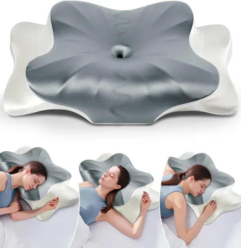 Vista 14 de DONAMA - Almohada cervical para cuello y hombro, almohada de espuma viscoelástica con contorno, almohada ergonómica de apoyo para el cuello