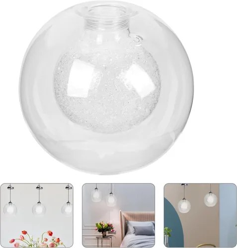 Vista 5 de OSALADI Pantalla de globo de vidrio soplado a mano con forma de esfera de vidrio soplado a mano, cubierta de lámpara redonda, reemplazo para lámpara