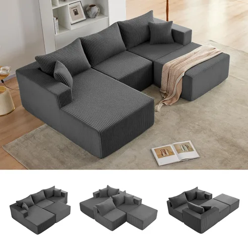 Vista 36 de Weture 95''Modular Sectional Sofa with 1 Chaise and 1 Ottoman, Boneless couches for Living Room Furniture,Comfort U Shaped Sofa， Deep Seat Corner