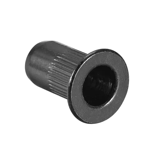 Vista 5 de uxcell Tuercas de remache M4 de acero al carbono chapadas en zinc moleteado cabeza plana roscada tuerca de inserción negra 20 piezas