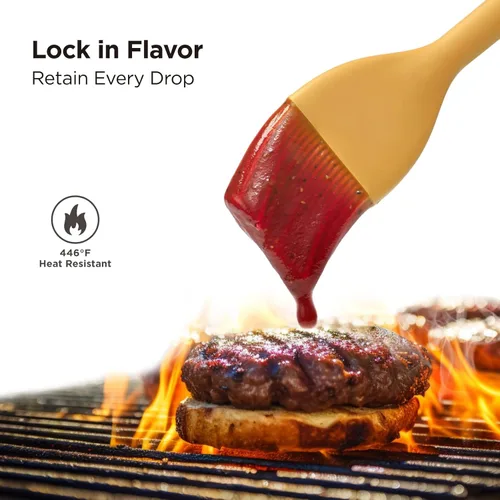 Vista 4 de Kitchen Mama WaltzGrip Platinum Cepillo de silicona para rociar pastelería: Juego de 2 utensilios de silicona resistentes al calor para cocinar