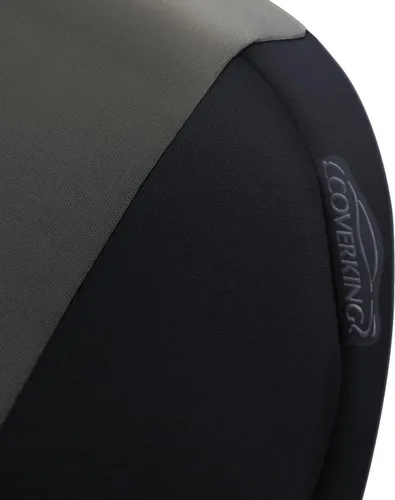 Vista 3 de Coverking Funda para asientos delanteros con ajuste personalizado, 50/50, estilo Neosupreme (gris con bordes negros), para modelos selectos de Ford