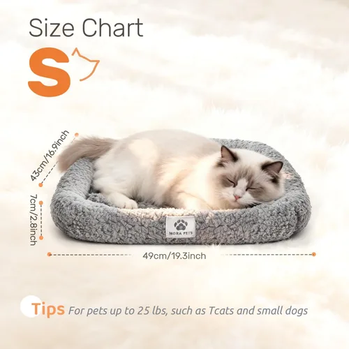 Vista 5 de Mora Pets Cama Autocalentable para Gatos, Almohadilla Autocalentable para Mascotas con Refuerzo y Espuma, Funda Extraíble Lavable, Antideslizante