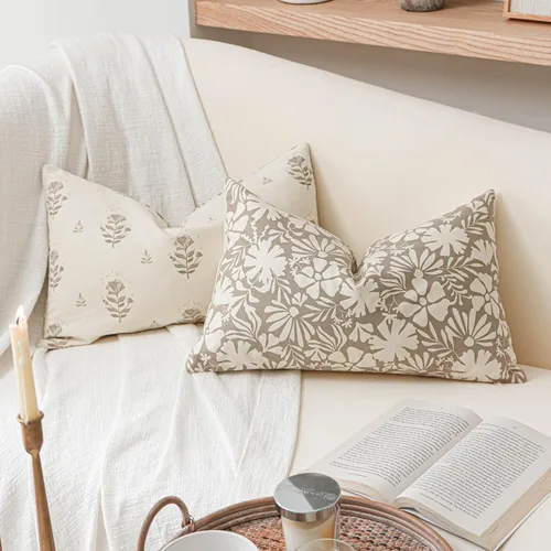 Vista 18 de SageSelvas Fundas de almohada decorativas florales de 18 x 18 pulgadas, juego de 2, fundas de almohada de estilo rústico costero azul para sofá
