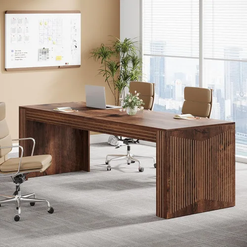 Vista 5 de Tribesigns 79-Inch Extra Long Desk, Two Person Double Desk for Home Office, Wooden Long Computer Desk Writing Table for Office, Coffee Brown