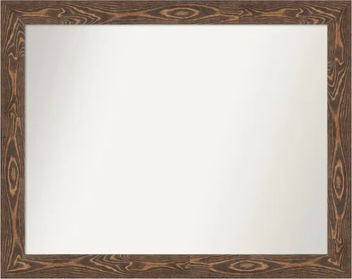 Vista 100 de Amanti Art Espejo de baño marrón para sobre el fregadero, 27 x 48 pulgadas, espejo de tocador rectangular con riel rústico, marco de madera rústica