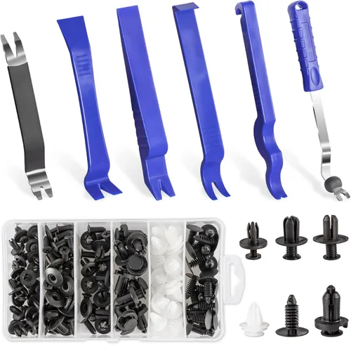 LivTee Kit de Herramientas para Remover Molduras de Auto, Juego de Herramientas de Palanca Removedoras de Sujetadores de Clips, 100 Piezas de Clips