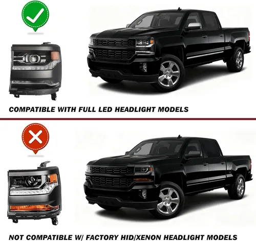 Vista 2 de JSBOYAT Conjunto de faros delanteros tipo LED completo para Chevy Silverado 1500 2016-2019, proyector de repuesto LED DRL de luz alta/baja