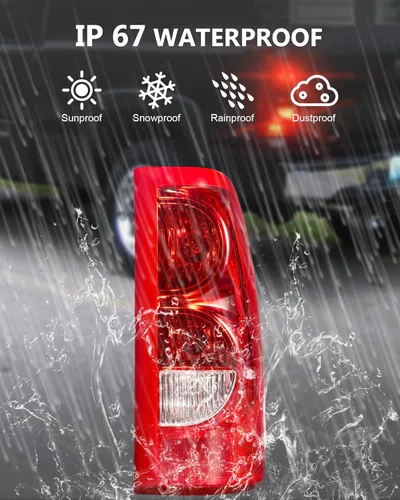 Vista 7 de KYBOLT Conjunto de luz trasera para Chevy Silverado 2003-2006, repuesto rojo/transparente, estilo OE, lámpara de freno trasera con bombilla y juego