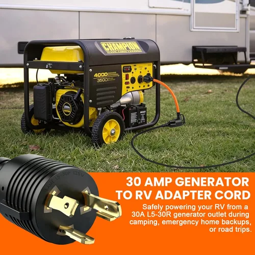 Vista 7 de PLIS 30 Amp RV Generator Adapter, NEMA L5-30P Twist Lock to TT-30R