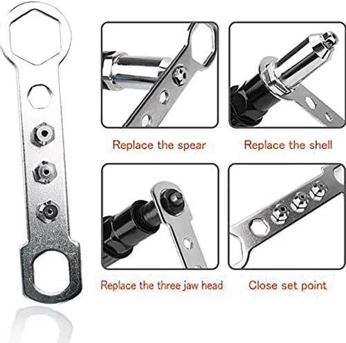 Vista 5 de Kit de adaptador de pistola de remache YWHWLX, accesorio de remache para taladro eléctrico, fácil procesamiento para trabajo de remaches pop, con 4