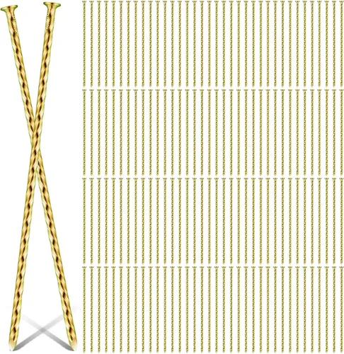 LEIFIDE 300 estacas de metal para paisaje, estacas de césped artificial de 8 pulgadas, estacas de jardín artificiales galvanizadas en espiral para