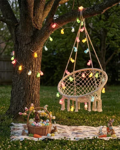 Vista 4 de SUNSGNE Luces de Cadena Lindas de Conejo de Pascua, 2.6m Luces de Hadas de Conejo de Pascua con 10 Luces de Conejo Multicolor para Decoración