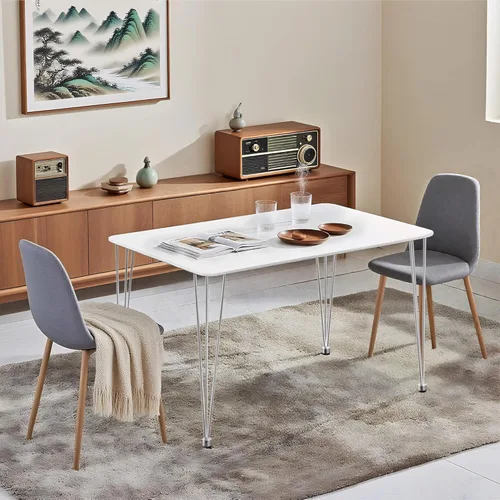 Vista 10 de ivinta Mesa de comedor para 4-6, moderna mesa de comedor de mármol con patas doradas, mesa de comedor rectangular de 47 pulgadas para espacios Negro