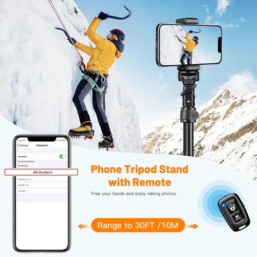 Vista 3 de Trípode para teléfono, trípode de 70 pulgadas para teléfono, soporte de trípode para selfie stick para grabar video fotos, vlog, trípodes de viaje