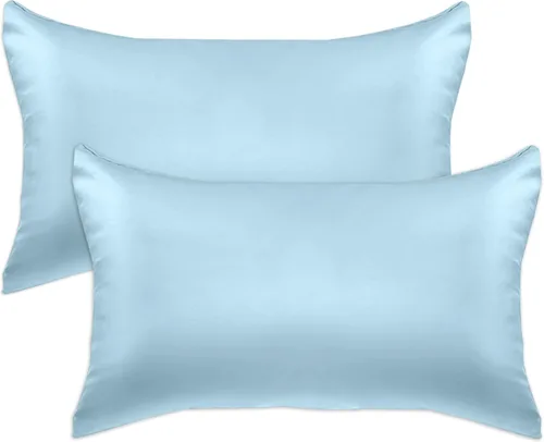 Vista 54 de Elegant Comfort Juego de 4 fundas de almohada de satén de viscosa refrescante con cierre de cremallera oculto, suave como la seda para el cuidado