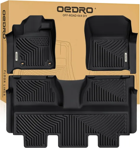OEDRO Alfombrillas compatibles con Toyota Tundra CrewMax Cab 2014-2021, juego de revestimientos delanteros y de segunda fila de ajuste personalizado