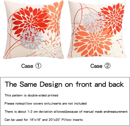 Vista 3 de Pyonic Juego de 2 fundas de almohada para exteriores, 18 x 18 pulgadas, impermeables, geométricas, con flores, para patio, jardín, balcón