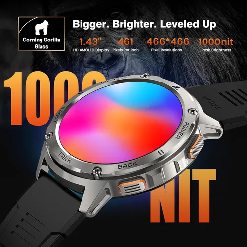 Vista 3 de KOSPET Reloj inteligente para hombre, batería extra larga de 60 días, resistente al agua, resistente al agua, reloj inteligente militar