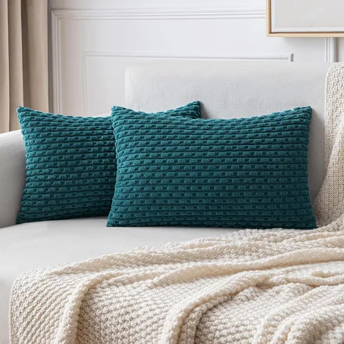 Vista 72 de MIULEE - Juego de 2 fundas decorativas para cojines, de pana suave y con estilo campestre y bohemio a rayas, para decorar hogar, sofá, cama, sala