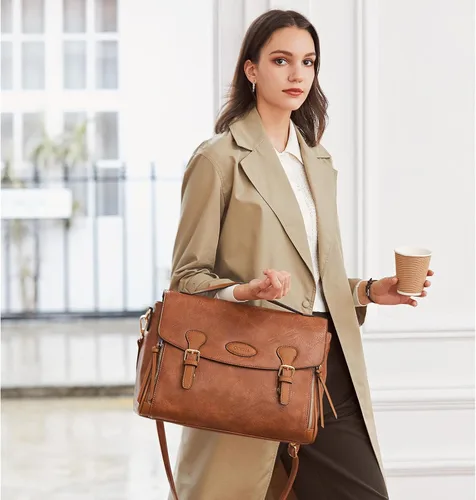 Vista 2 de OUKUPA Crossbody Messenger Bag For Women,Leather Briefcase Vintage Shoulder Laptop Handbag Satchel Computer Work Bag