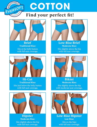Vista 4 de Fruit of the Loom - Calzones Eversoft de algodón para mujer, sin etiquetas y transpirables