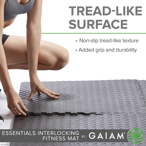 Vista 5 de Gaiam Essentials Tapete de ejercicio entrelazado, azulejos cuadrados de espuma de rompecabezas para gimnasio en casa, tapete de entrenamiento