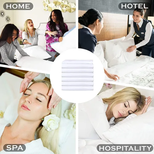 Vista 4 de Sábana encimera de 12 tamaño King (114 x 120), color blanco, 300 hilos de tejido satinado de 100 % algodón, resistente al encogimiento y a