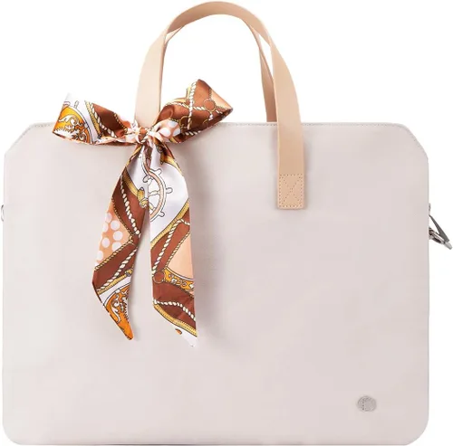 Vista 4 de Kamlui Bolsa para computadora portátil para mujer, maletín de cuero para computadora de hombro, maletín de oficina de negocios, bolsa de gran