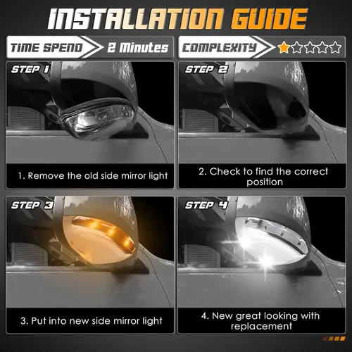 Vista 7 de HERCOO Conjunto de Lámpara de Luz LED de Espejo Lateral con Señal de Giro y Luz de Charco Compatible con Dodge Ram 1500 2500 2010-2018, Ram 1500
