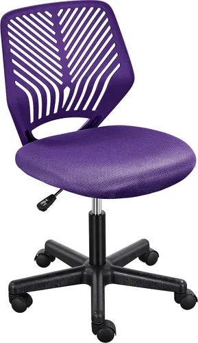 Vista 10 de Yaheetech Silla de escritorio linda para estudiantes, de respaldo bajo, sin brazos, silla de estudio con soporte lumbar, silla ajustable y giratoria