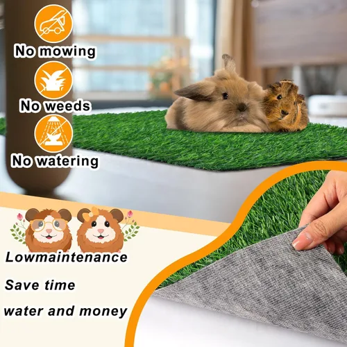 Vista 4 de Kigley 4 almohadillas de césped artificial para orina de conejillo de indias, reutilizables, de 18 x 14 pulgadas, tapete de césped artificial
