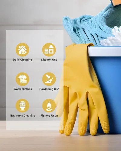 Vista 6 de Guantes de goma para lavar platos, 3 o 6 pares, guantes de cocina y reutilizables.
