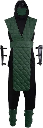 CosplayDiy Traje de hombre para Mortal Kombat Reptil Cosplay Disfraz Ninja Verde Lucha Disfraces con Máscara Adulto