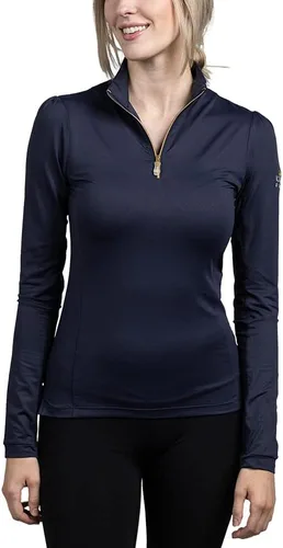 Vista 3 de Kastel Denmark Ropa deportiva de capa base sólida Protección solar de manga larga Cremallera de 14 para mujer, golf, ecuestre, ropa para exteriores